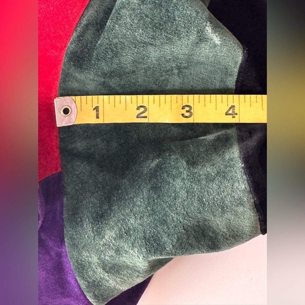 vintage 80s 90s color block leather suede bucket hat - Picture 8 of 8